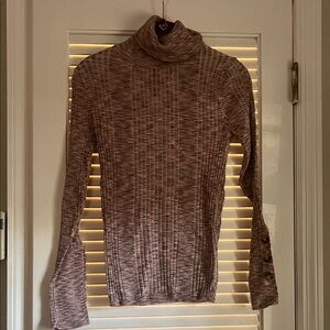 Anthropologie Ribbed Turtleneck Sweater - Mauve
